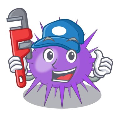 Tesisatçı deniz kestanesi bir karakter vektör illüstrasyon izole