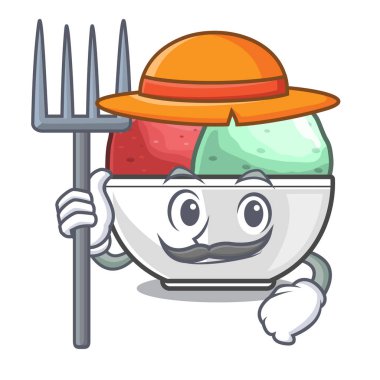 Çiftçi sorbe dondurma Kupası karikatür vektör çizim