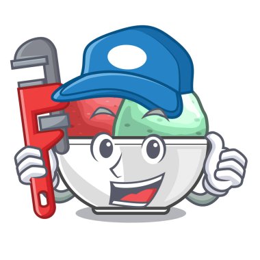 Tesisatçı sorbe buz siyah kase karakter vektör çizim ile