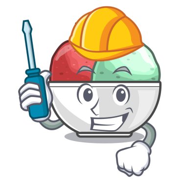 Otomotiv sorbe buz siyah kase karakter vektör çizim ile