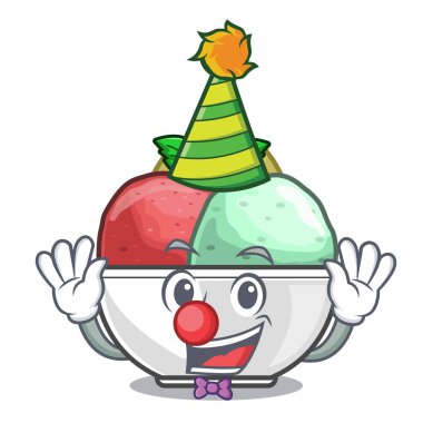 Palyaço sorbe buz siyah kase karakter vektör çizim ile