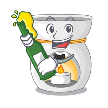 Bira aroma tedavisi lambası ile çiçek karikatür vektör çizim ile