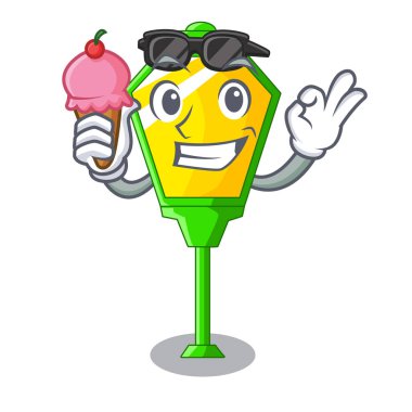 Maskot vektör çizim üzerinde dondurma lamba sonrası ile izole