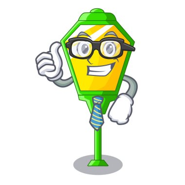 İşadamı lamba sonrası üzerinde izole Mascot illüstrasyon vektör