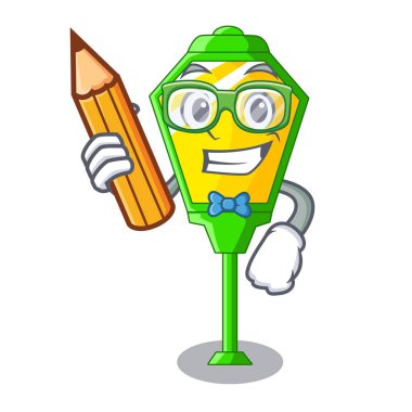 Maskot vektör çizim üzerinde öğrenci lamba sonrası izole