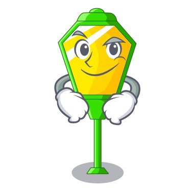 Maskot vektör illüstrasyon izole lamba sonrası sırıtıyor