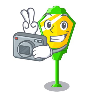 Fotoğrafçı sokak lambası sonrası şekil karikatür vektör çizim