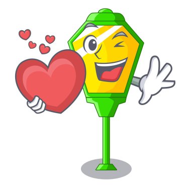 Şeklin çizgi film vektör çizim ile kalp sokak lamba sonrası