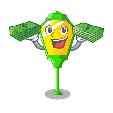 Şeklin çizgi film vektör çizim ile para sokak lamba sonrası