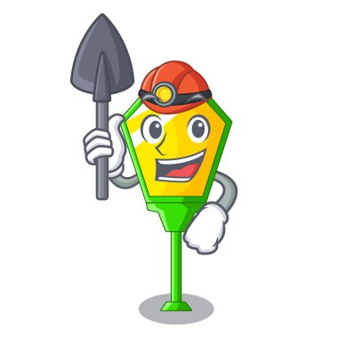 Madenci sokak lambası sonrası şekil karikatür vektör çizim