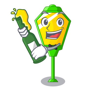 Bira ile yazı stil vektör çizim bir ampul karakter