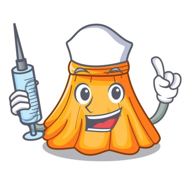 Hemşire izole maskot vektör çizim üzerinde saten Pileli etek