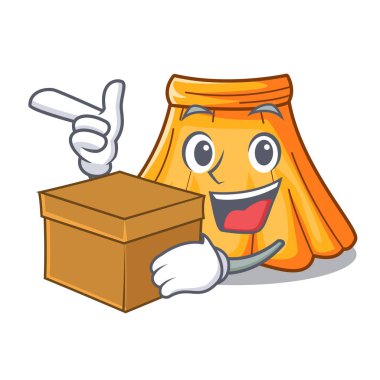 Kutusu saten Pileli etek ile izole maskot vektör çizim üzerinde