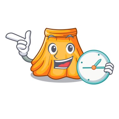 Saat saten Pileli etek ile izole maskot vektör çizim üzerinde