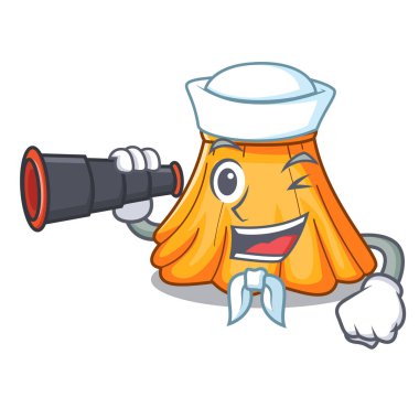 Denizci ile dürbün karikatür yaz erkek etek. vektör çizim