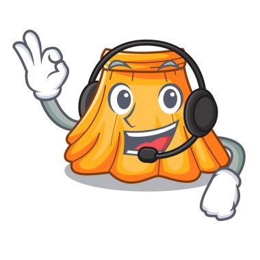 Kulaklık etek üzerinde karakter güzel ile vektör çizim