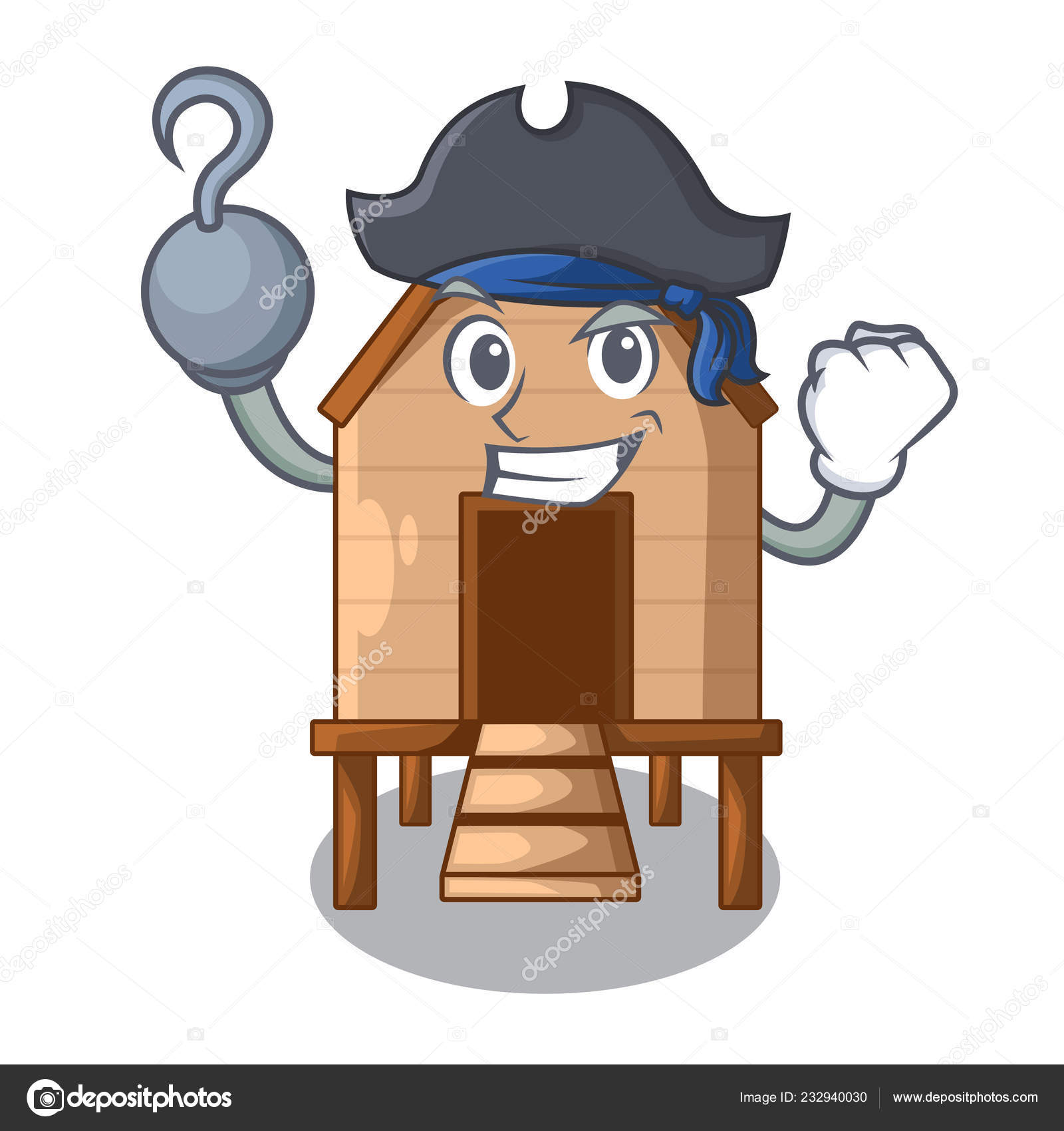 Pirate Cartoon Chicken Coop Shape Vector Illustration Stock Vector