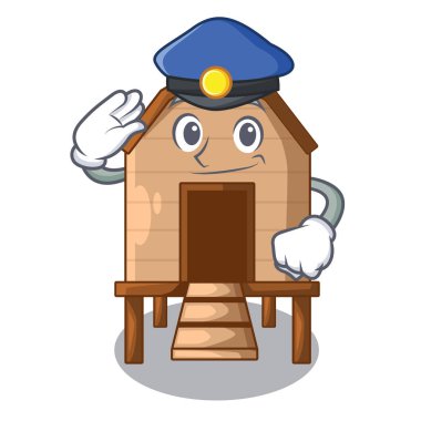 Polis çizgi film içinde kümes tavuk vektör çizim şekil