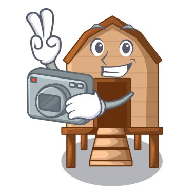 Fotoğrafçı tavuk üzerinde karakteridir coop vektör çizim