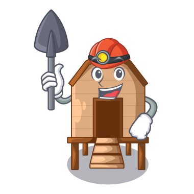 Madenci tavuk üzerinde karakteridir coop vektör çizim