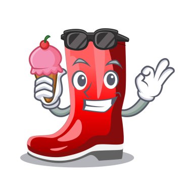 Dondurma tek maskot vektör illüstrasyon izole çizme ile