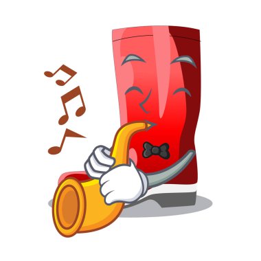 Trompet nergis ile karakter vektör çizim Bahçe botlar ile