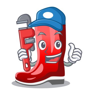 Tesisatçı çamurlu çiftçi karikatür vektör şekli çizme