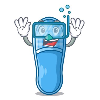 Maskot vvector illüstrasyon izole uyku için dalış terlik