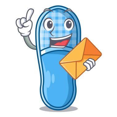 Zarf terliklerle maskot vvector illüstrasyon izole uyku için