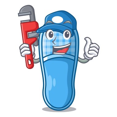 Tesisatçı terlik karikatür bir halı üzerinde illustrartion vektör