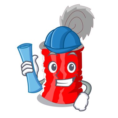 Mimar teneke bir maskot vektör illüstrasyon izole