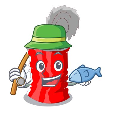 Metalik konserve çizgi film vektör çizim kümesi Balık tutma