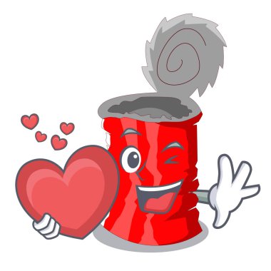 Kalp ile metalik kalay kümesi vektör çizim karikatür