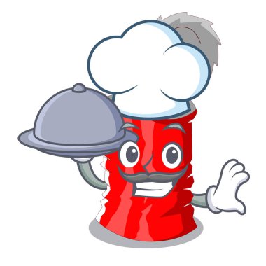 Metalik konserve çizgi film vektör çizim gıda kümesi ile Şef