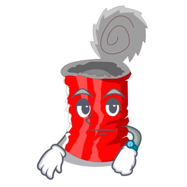 Tincan bekleyen Tırtıllı metal karakter bir konserve vektör çizim