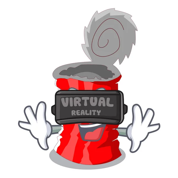 Virtual Reality Set Metallic Tin Can Cartoon Vector Illustration — Stock Vector