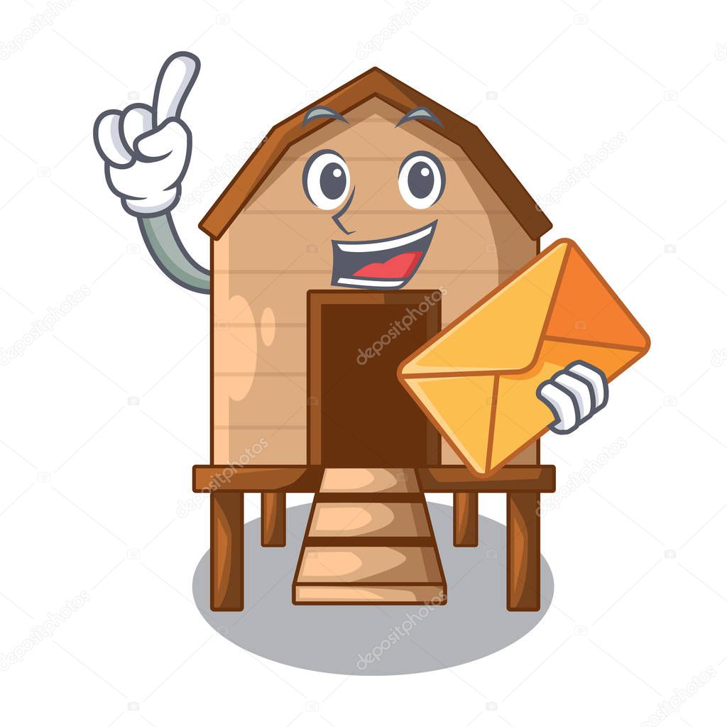 With envelope chiken coop isolated on a mascot vector illustration