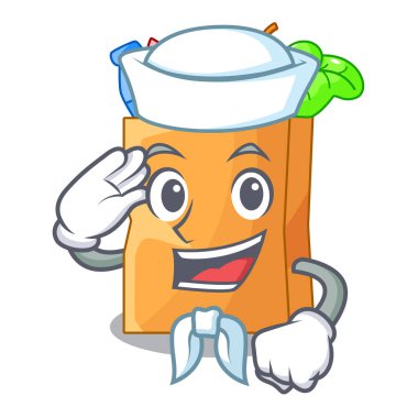 Denizci gıda çanta paketi şekli çizgi film vektör çizim