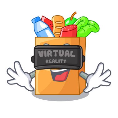 Sanal gerçeklik gerçekçi yiyecek bir çanta karakter vektör çizim