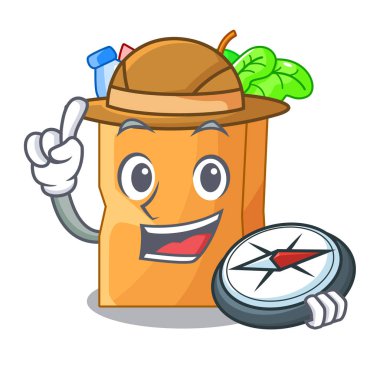 Bir çanta karakter vektör çizim Gezgini gerçekçi gıda