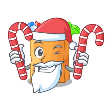 Santa şeker yemek çanta folyo veya kağıt karikatür vektör çizim ile