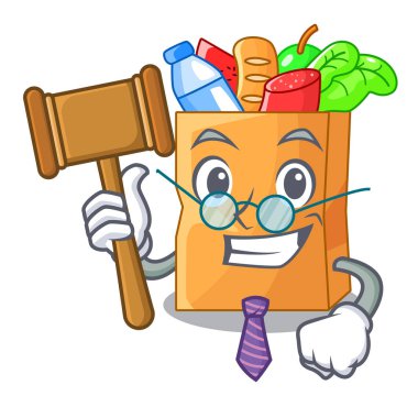 Yargıç gıda torbası folyo veya kağıt karikatür vektör çizim