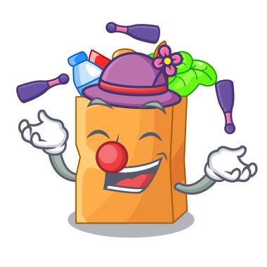 Gıda torbası folyo veya kağıt karikatür vektör çizim hokkabazlık