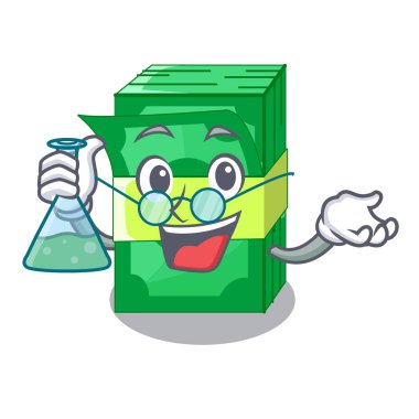 Profesör yığın maskot vektör illüstrasyon izole dolar