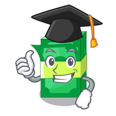 Maskot vektör illüstrasyon izole dolar yığını mezuniyet