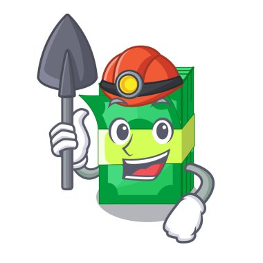 Madenci yığınları para dolar banka karakter vektör çizim