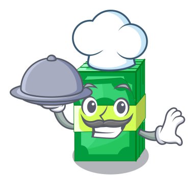 Şef gıda yığınları para dolar banka karakter vektör çizim ile