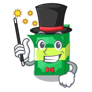 Sihirbaz para paketleme demetleri karikatür vektör çizim ayarla