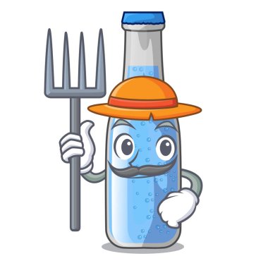 Çiftçi soda su ve buz küpleri vektör çizim karikatür