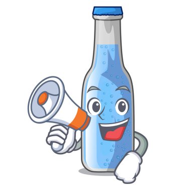 Megafon soda su ve buz küpleri vektör çizim karikatür
